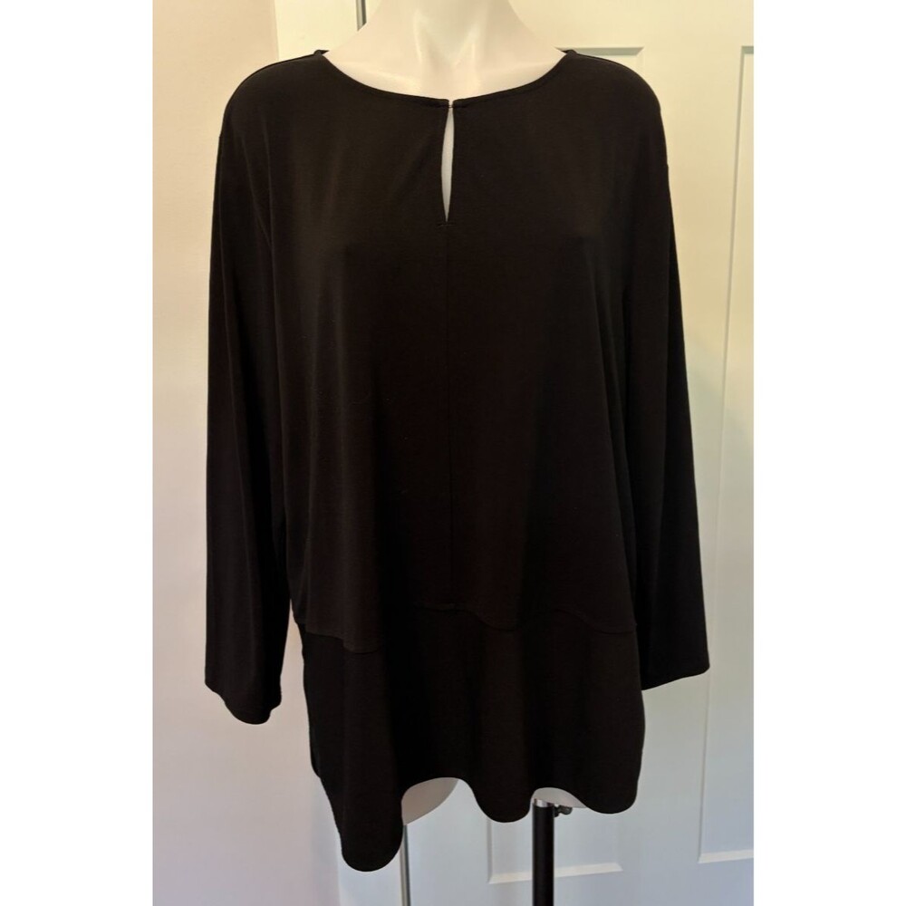 RALPH LAUREN Womens Knit Tunic TOP  Long Sleeves BLACK Size 2X